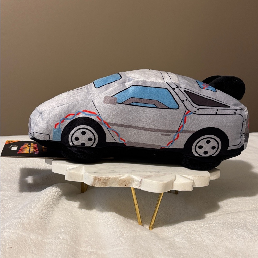 NEW Back To The Future DeLorean Car Universal Studios Plush Squeaker Dog Toy